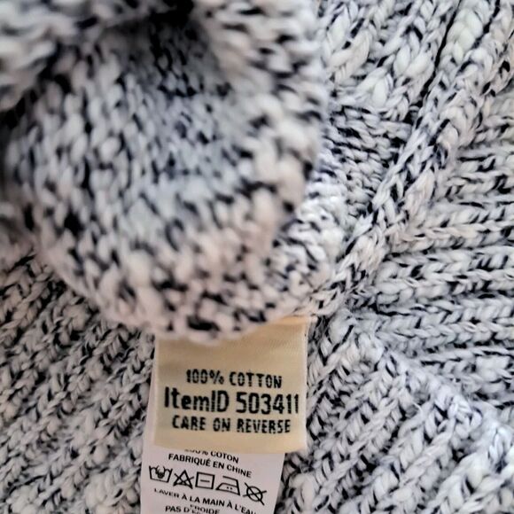 L.L. Bean Cotton Ragg Neutral Marled Navy White Sweater 100% Cotton size XS - Picture 6 of 7